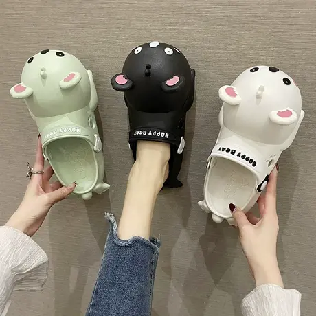 可爱卡通包头半拖鞋女夏季ins潮时尚外穿网红厚底防滑沙滩凉拖鞋商品大图