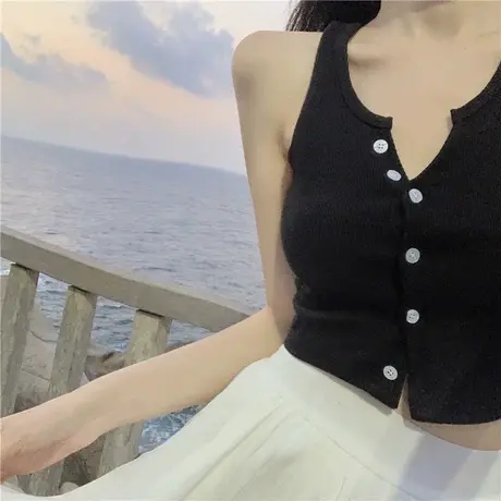 大码胖mm显瘦内搭打底背心上衣女春夏开衫百搭无袖修身短款小吊带商品大图