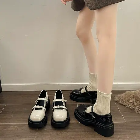 百搭玛丽珍鞋女2024新款通勤蝴蝶结小皮鞋配裙子气质粗跟高跟单鞋商品大图