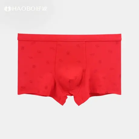 【99元3条】内裤大红色平角裤大码本命年吉庆款男内裤HKM2230商品大图