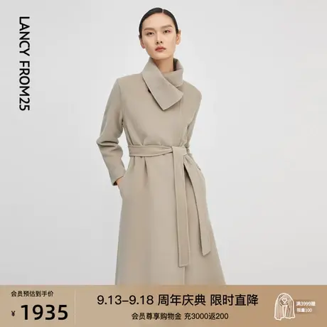俪雅女装冬季新款咖色毛呢外套廓形收腰长款羊毛大衣女商场同款图片