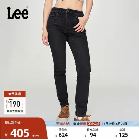 Lee舒适版五袋款磨毛黑色女牛仔裤休闲潮流LWB007196100图片