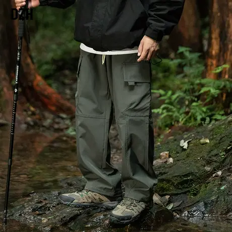 男生军绿色工装裤男直筒宽松2023秋季休闲裤子男款美式高街阔腿裤商品大图