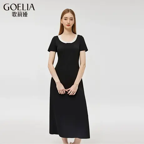 歌莉娅夏季新品拼接假两件连衣裙1E5J4K0N0图片