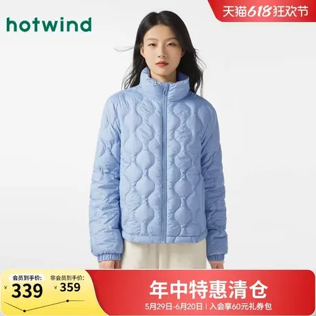 热风2024年冬季新款女士韩版黑色立领羽绒服简约百搭时尚保暖上衣图片