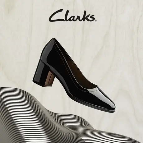 Clarks其乐芙蕾瓦系列女鞋秋季新款粗跟黑色高跟鞋通勤浅口单鞋女图片