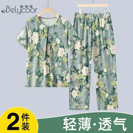 妈妈夏装冰丝套装洋气时尚2025新款中老年女夏季奶奶薄款短袖t恤图片