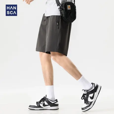 hansca轻薄透气四面弹冰丝休闲短裤男夏季宽松凉感直筒运动五分裤商品大图
