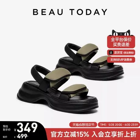 BeauToday厚底凉鞋女新款夏季罗马凉鞋女一字带凉鞋时装凉鞋外穿图片