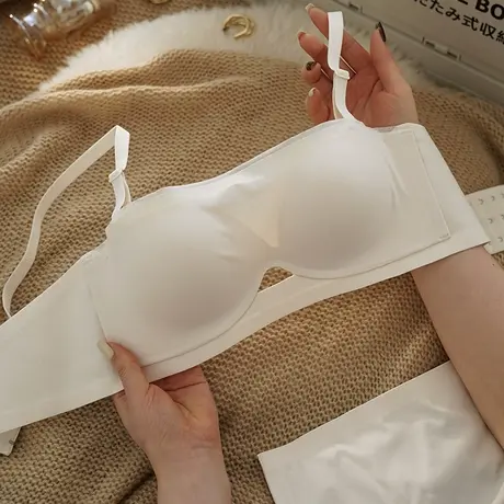 无痕内衣女小胸聚拢防走光抹胸bra无钢圈防下垂收副乳文胸套装夏商品大图