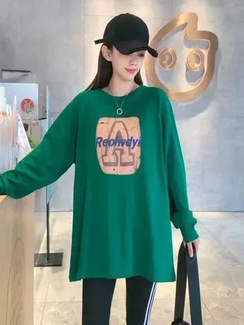 韩版圆领卫衣女2023秋季新款时尚印花字母A印花宽松显瘦长袖上衣图片