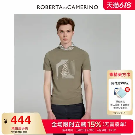 [时尚印花]ROBERTA诺贝达男装男士短袖毛衫夏季新款圆领短袖T恤男商品大图