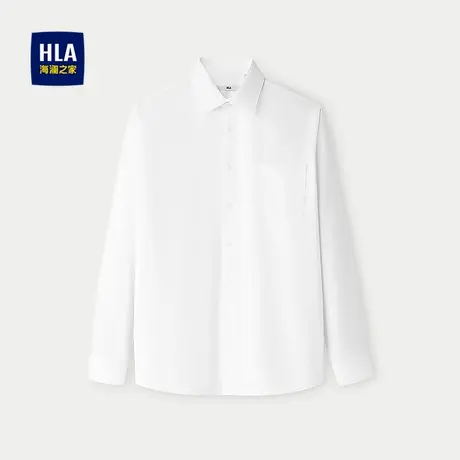 HLA/海澜之家胸前口袋长袖正装衬衫25秋新翻领纯色商务通勤衬衣男图片