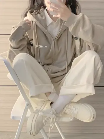 拉链开衫卫衣女2023新款秋冬连帽外套美式复古小个子棒球服上衣潮图片