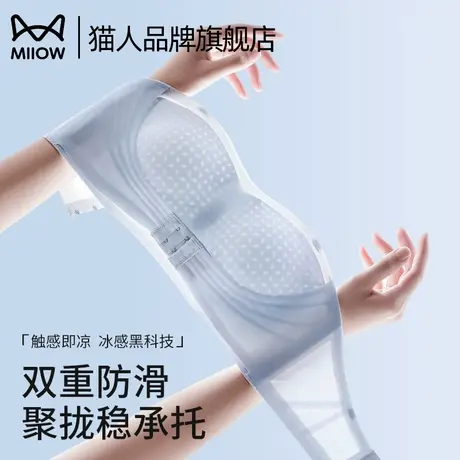 猫人防滑前扣无肩带内衣女防滑聚拢小胸显大抹胸美背文胸夏季薄款商品大图