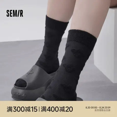 森马袜子女秋冬季女生个性ins潮袜长筒2025新款提花学生中筒棉袜图片
