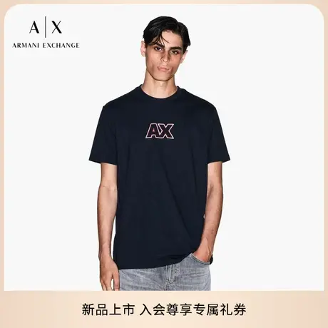 ARMANI EXCHANGE/阿玛尼秋季新款男士全棉圆领短袖刺绣T恤官方图片
