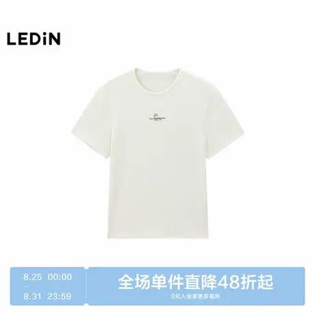 【商场同款】乐町2025春季新款简约小图印花修身短袖T恤C2CNF1528商品大图