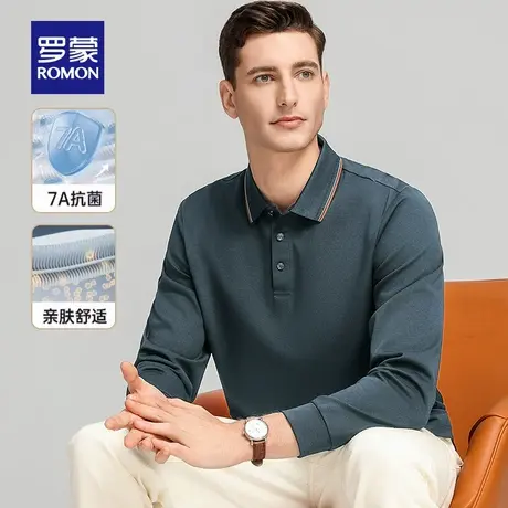 【含桑蚕丝+7A抗菌】罗蒙男士商务长袖POLO衫2025秋季新款百搭T恤图片