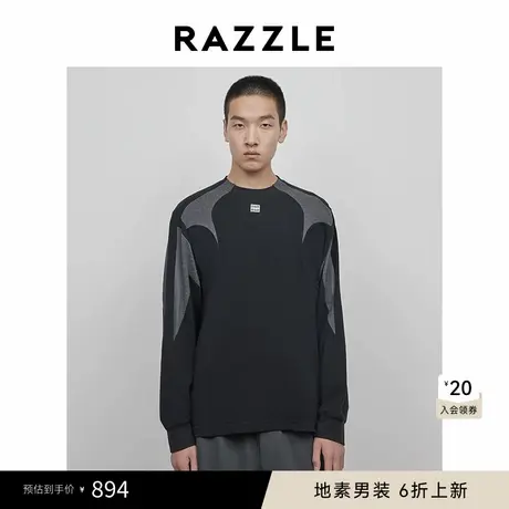 RAZZLE 地素男装黑色2025春季运动拼接长袖T图片