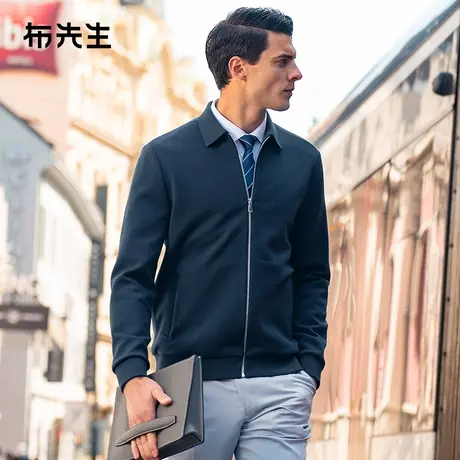 MrBu布先生翻领针织外套男2023秋冬双侧口袋开衫保暖毛衣BT12131商品大图