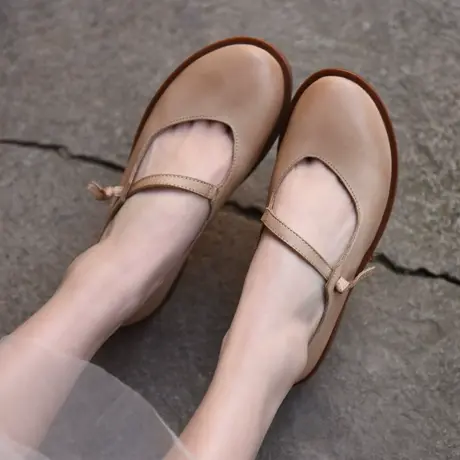 Artmu阿木原创森系厚底单鞋女浅口一字带玛丽珍鞋真皮平底鞋新款商品大图