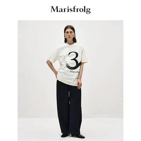【商场同款】玛丝菲尔30周年新款圆领撞色印花时尚宽松T恤商品大图