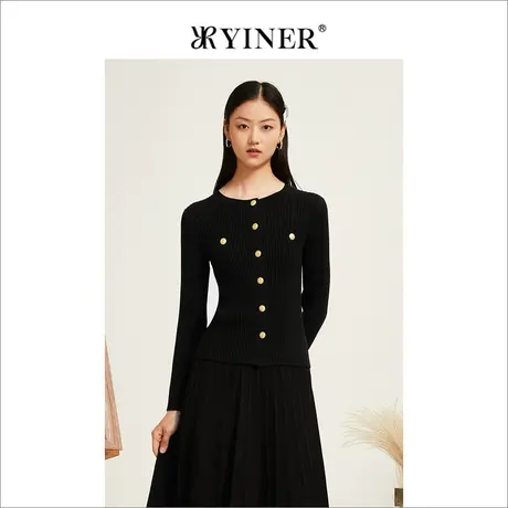 YINER音儿女装2022秋季新款羊毛开衫外套长袖针织衫商品大图
