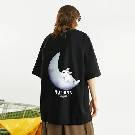Nuthink欧美潮流兔子短袖T恤男夏季潮牌ins大码肥佬半截袖情侣装商品大图