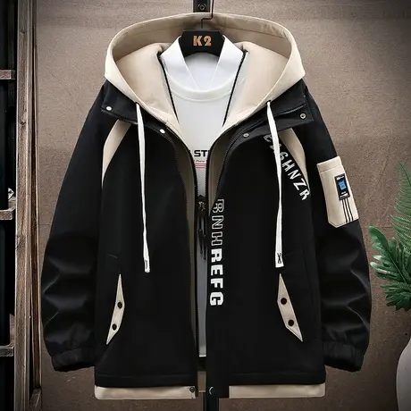 假两件外套男春秋款潮牌宽松休闲设计感夹克男士春季新款潮流衣服商品大图