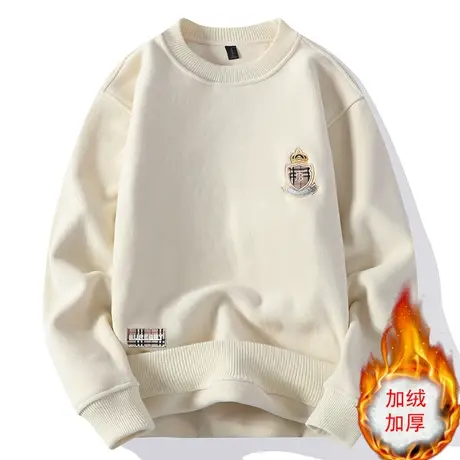 双面绒卫衣男加绒加厚2023新款秋冬季潮流保暖上衣服奥粒绒打底衫商品大图