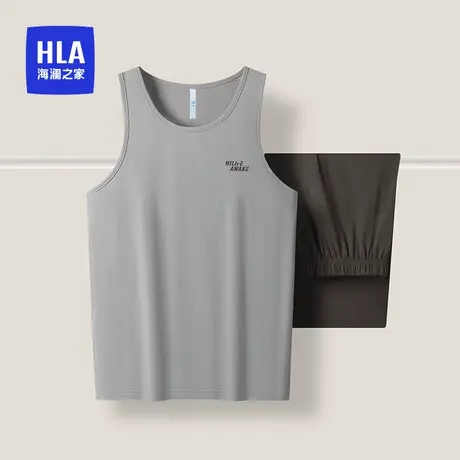 HLA/海澜之家夏季男士圆领背心短裤家居服套装棉质背心轻薄舒适商品大图