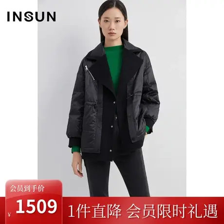 恩裳2022冬季时尚拼接感百搭干练气质保暖鸭绒羽绒服商品大图