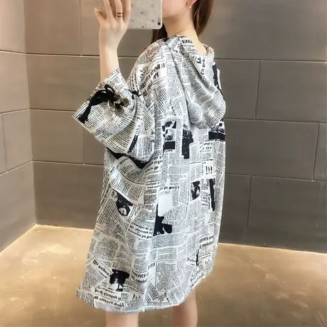 纯棉短袖T恤女装宽松2024年新款春季洋气中长款设计感打底衫爆款商品大图