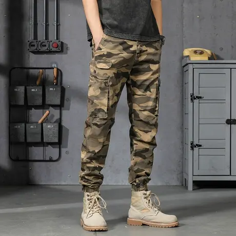 时尚工装裤潮流男士大码裤子宽松纯色束脚裤男百搭男款直筒长裤商品大图