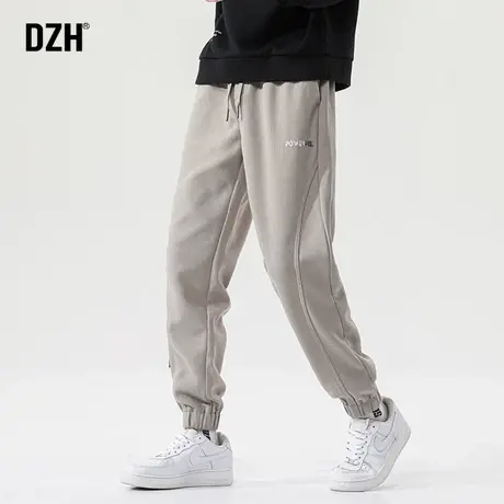 男士华夫格裤子男春夏宽松2024新款卡其色运动裤休闲卫裤百搭长裤商品大图