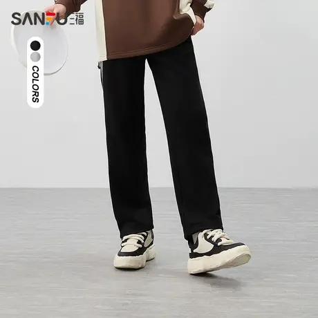 三福2024春季男士侧边织带休闲裤 运动风宽松长裤男482243商品大图