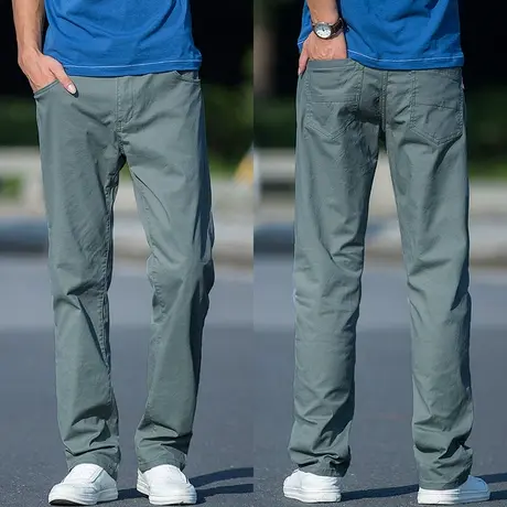 裤子男秋款纯棉男士休闲裤宽松直筒男款长裤中年大码胖子肥佬男裤商品大图