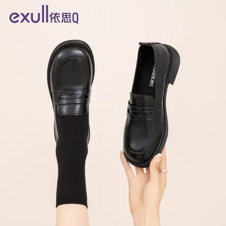 依思Q乐福鞋女2024春季新款加绒保暖厚底棉鞋皮鞋休闲款深口单鞋商品大图