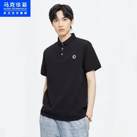商场同款马克华菲鲸鱼刺绣短袖POLO衫男23夏季新款都市通勤上衣图片