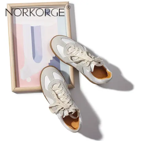 文艺经典灰白色德训鞋系带单鞋女鞋跑鞋商品大图