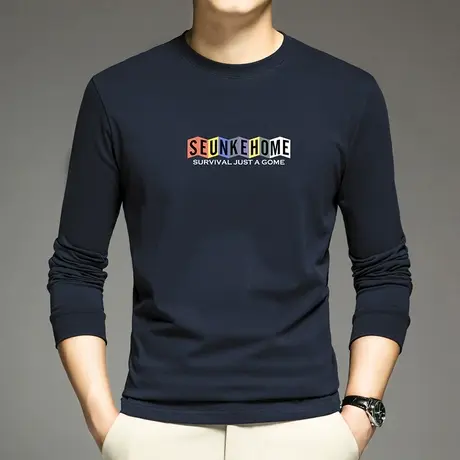 重磅纯棉长袖t恤男卫衣加绒加厚内搭打底衫保暖摇粒绒全棉秋衣服图片