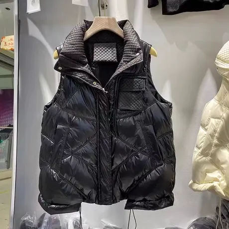 2023年冬季新款亮面羽绒棉马甲女式外穿时尚潮流宽松马夹坎肩外套商品大图