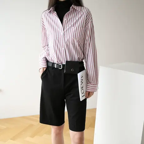 流行女裤新款高腰垂感五分正点女孩西装裤宽松直筒休闲裤K351商品大图