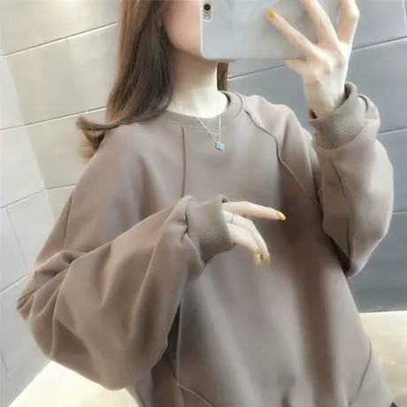 超火ins长袖卫衣女春款韩版上衣2023新款宽松慵懒风卫衣商品大图