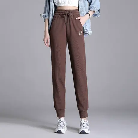 卫裤运动裤女春秋2023新款松紧腰时尚大码显瘦束脚裤九分休闲裤潮图片