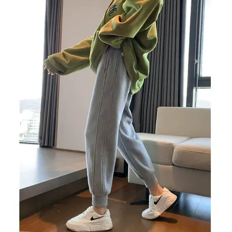 运动裤子女春秋小个子卫裤哈伦显瘦直筒外穿阔腿高腰休闲束脚长裤商品大图