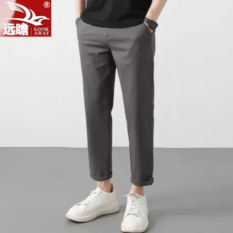 男士纯棉休闲裤夏季薄款宽松直筒西裤2023新款潮牌九分长裤子男款商品大图