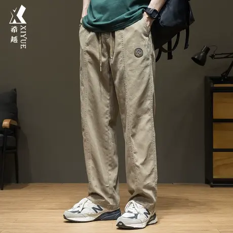 秋冬直筒休闲裤男工装2023秋季新款大码胖子加大卡其色加绒长裤子图片