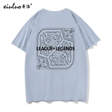秀洛英雄联盟周边T恤男女短袖召唤师峡谷地图线条印花游戏TEE衣服商品大图